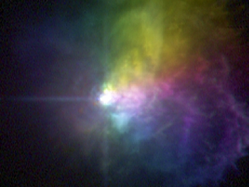 Polarisiertes Licht eines Sterns (Credit: NASA, ESA, and R. Humphreys; University of Minnesota) Ein Stern und sein polarisiertes Licht