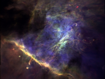 Der Orion-Nebel, beobachtet mit MUSE (Credits: AIP/P.Weilbacher) Darstellung des Orionnebels