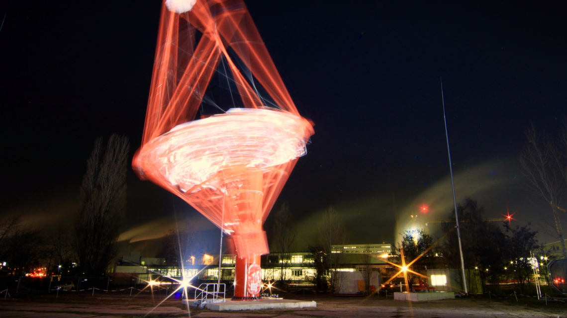 Prototyp eines Teleskopes in Berlin-Adlershof für das zukünftige Cherenkov Telescope Array (Credit: DESY)